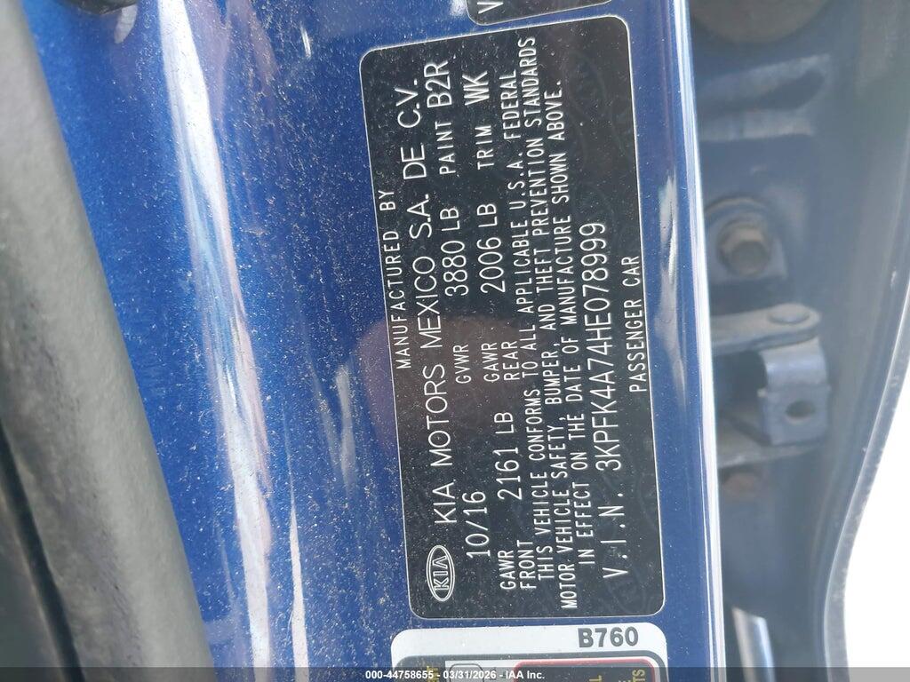 3KPFK4A74HE078999 2017 KIA FORTE photo no. 9