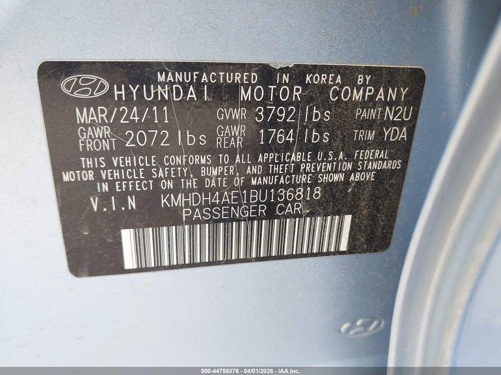 KMHDH4AE1BU136818 2011 HYUNDAI ELANTRA photo no. 9