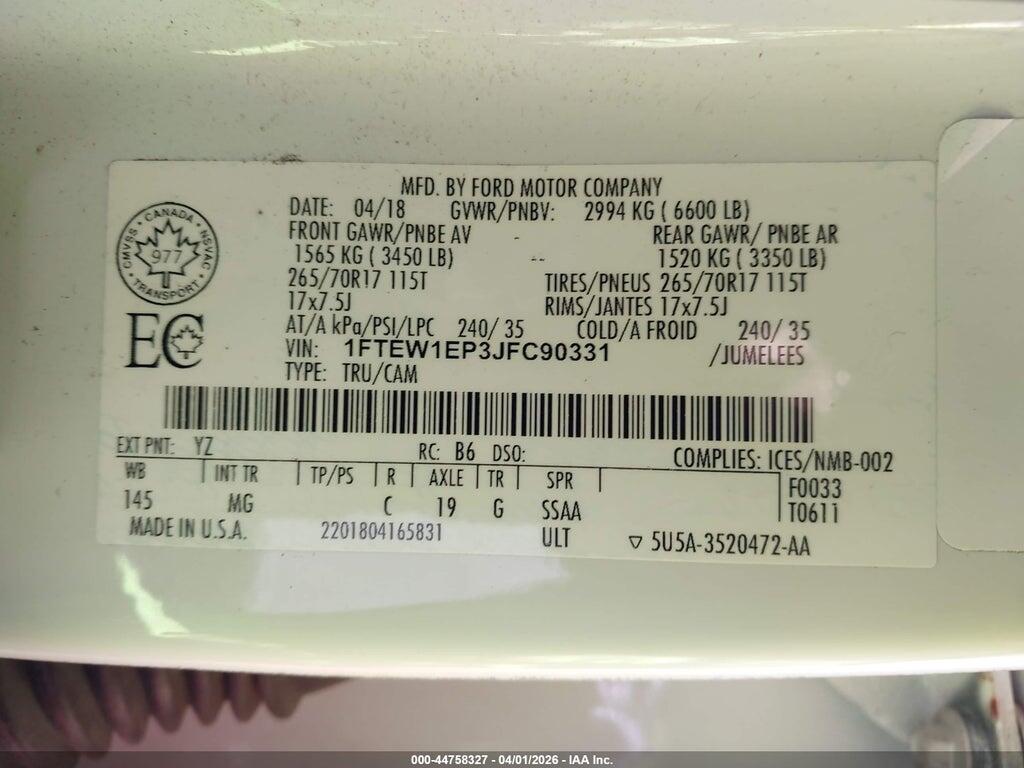 1FTEW1EP3JFC90331 2018 FORD F-150 photo no. 9