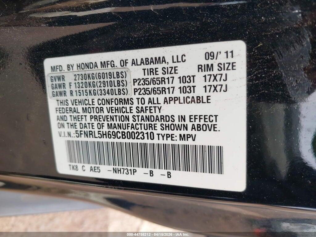 5FNRL5H69CB002310 2012 HONDA ODYSSEY photo no. 9
