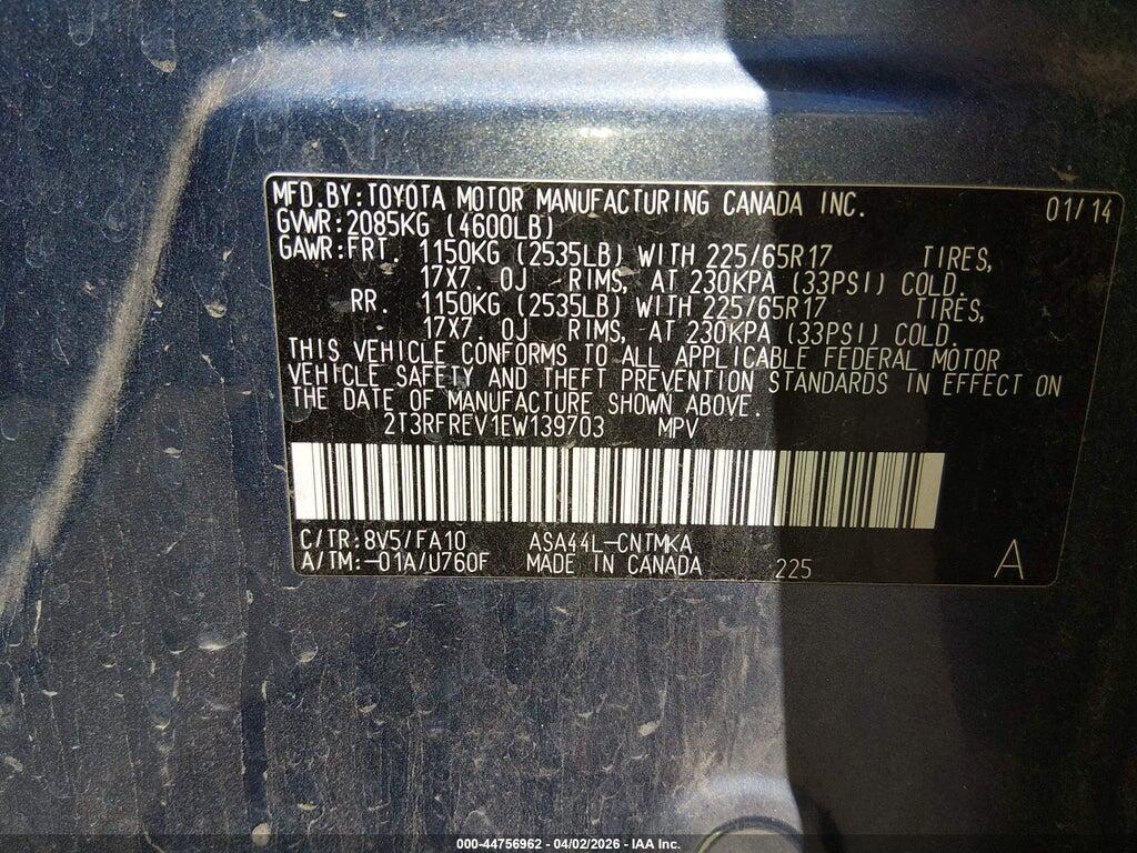 2T3RFREV1EW139703 2014 TOYOTA RAV4 photo no. 9