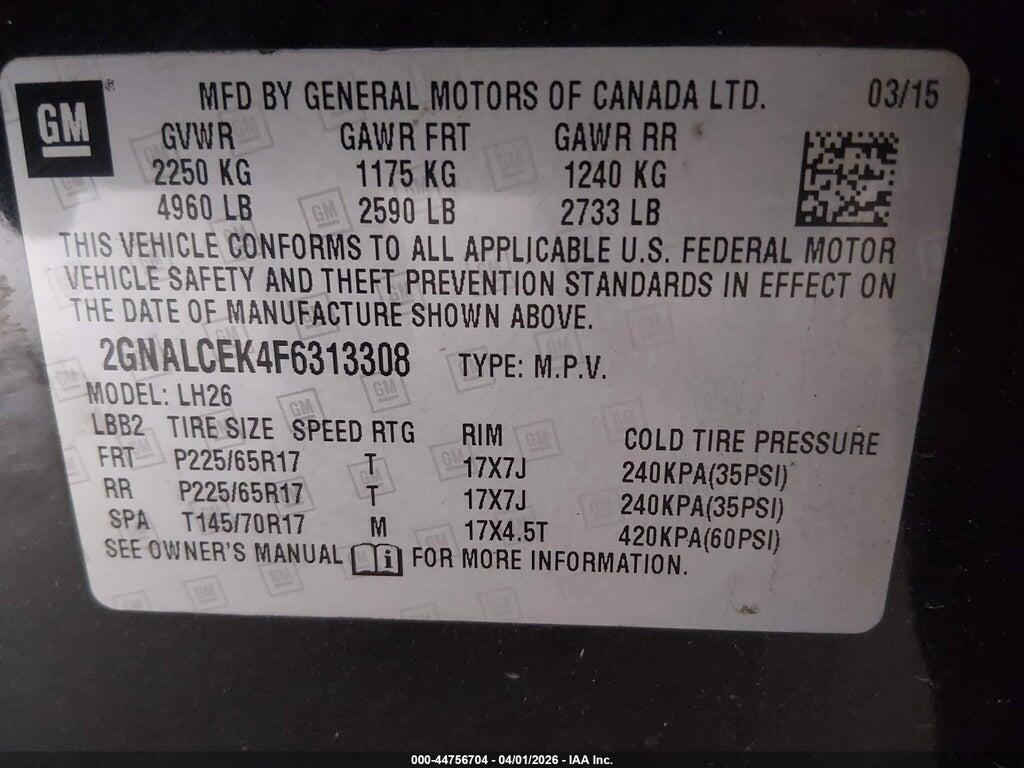 2GNALCEK4F6313308 2015 CHEVROLET EQUINOX photo no. 9
