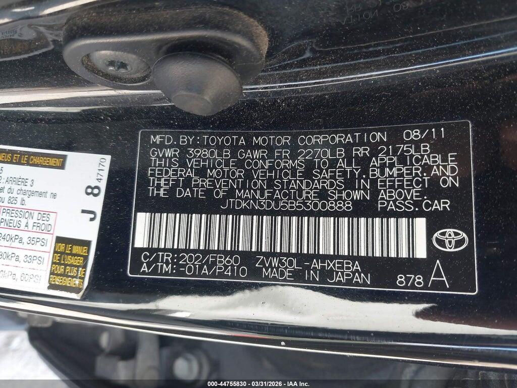 JTDKN3DU5B5300888 2011 TOYOTA PRIUS photo no. 9