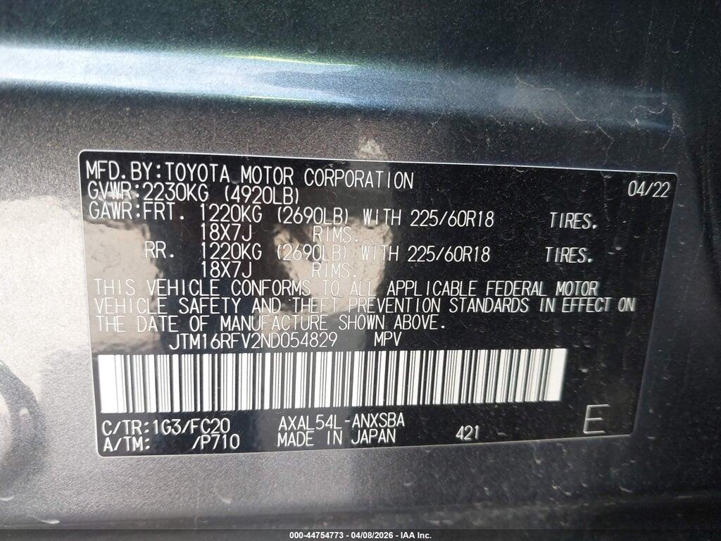JTM16RFV2ND054829 2022 TOYOTA RAV4 HYBRID photo no. 9
