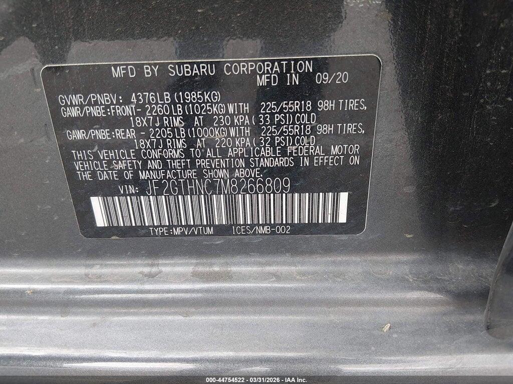 JF2GTHNC7M8266809 2021 SUBARU CROSSTREK photo no. 9