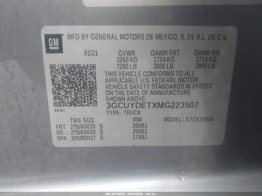 3GCUYDETXMG223507 2021 CHEVROLET SILVERADO 1500 photo no. 9