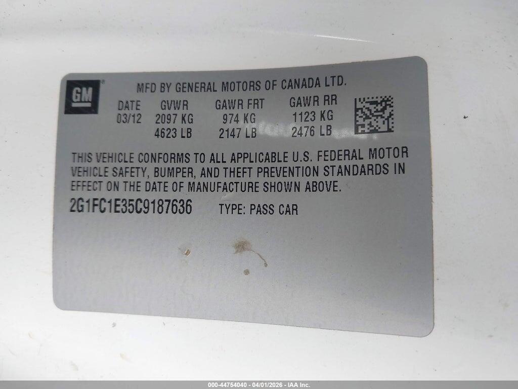 2G1FC1E35C9187636 2012 CHEVROLET CAMARO photo no. 9