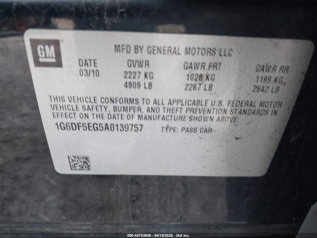 1G6DF5EG5A0139757 2010 CADILLAC CTS photo no. 9