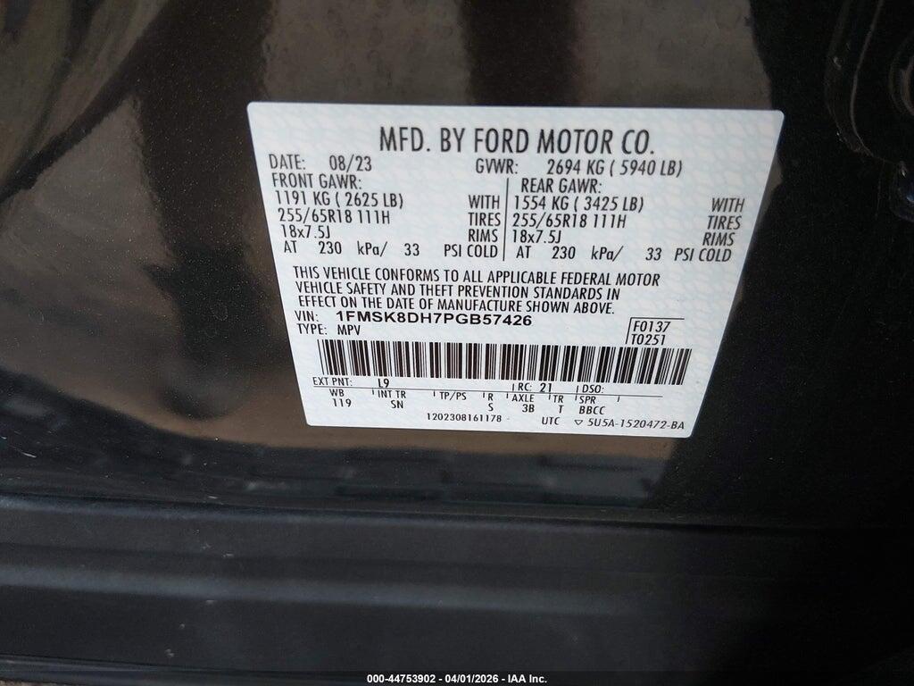 1FMSK8DH7PGB57426 2023 FORD EXPLORER photo no. 9