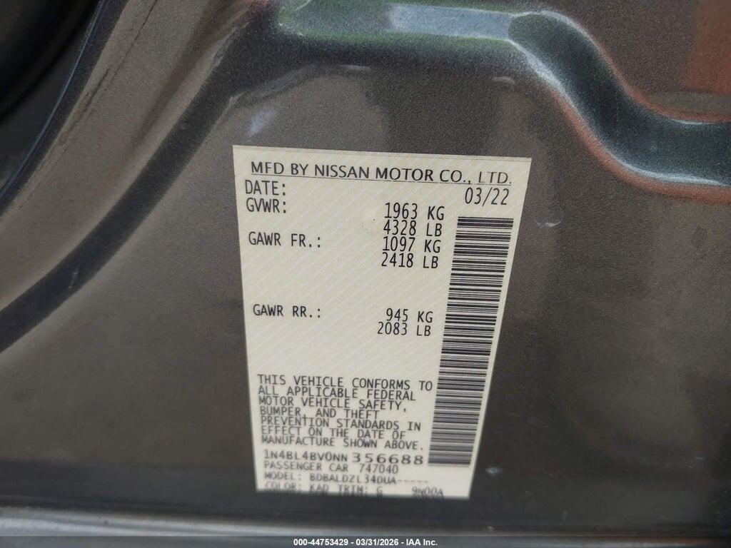 1N4BL4BV0NN356688 2022 NISSAN ALTIMA photo no. 9
