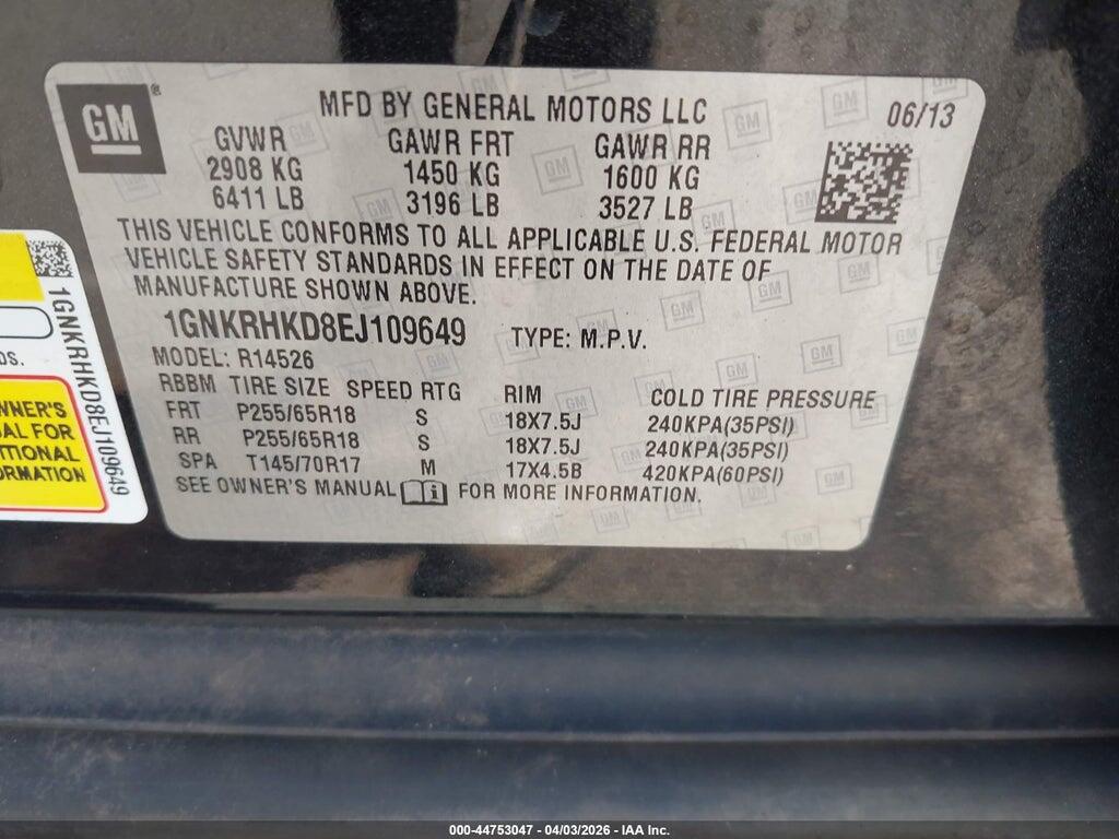 1GNKRHKD8EJ109649 2014 CHEVROLET TRAVERSE photo no. 9