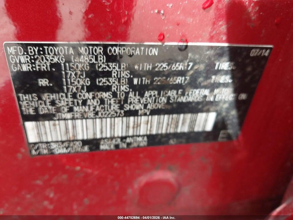JTMWFREV8EJ022573 2014 TOYOTA RAV4 photo no. 9
