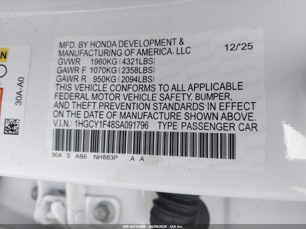 1HGCY1F48SA091796 2025 HONDA ACCORD photo no. 9
