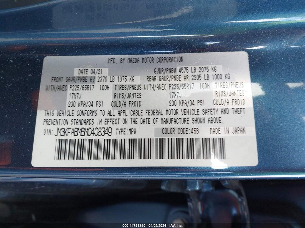 JM3KFABM6M0408349 2021 MAZDA CX-5 photo no. 9