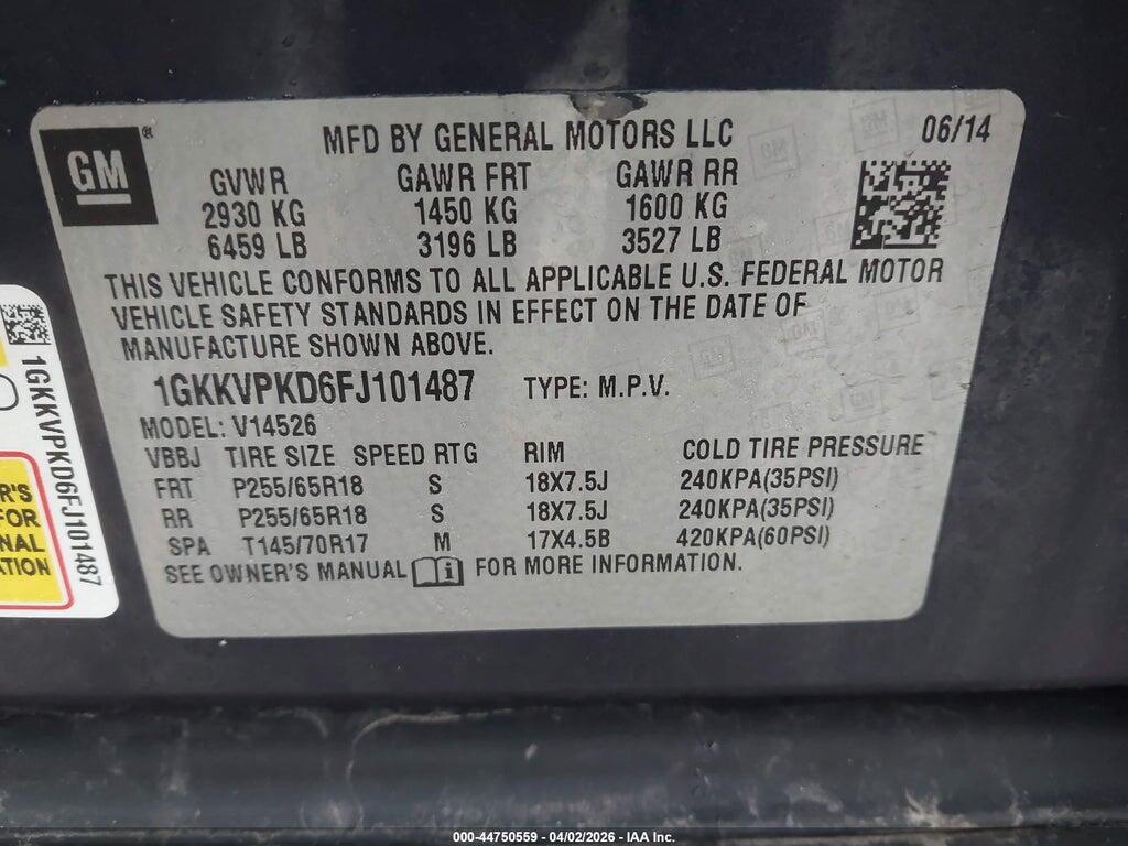 1GKKVPKD6FJ101487 2015 GMC ACADIA photo no. 9