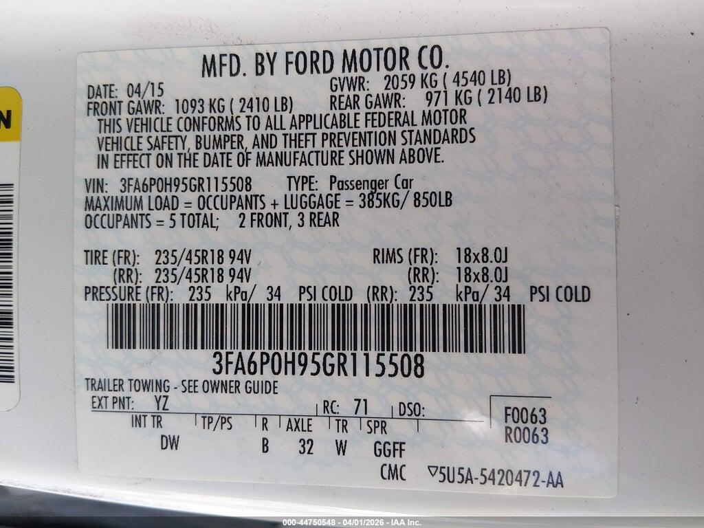3FA6P0H95GR115508 2016 FORD FUSION photo no. 9