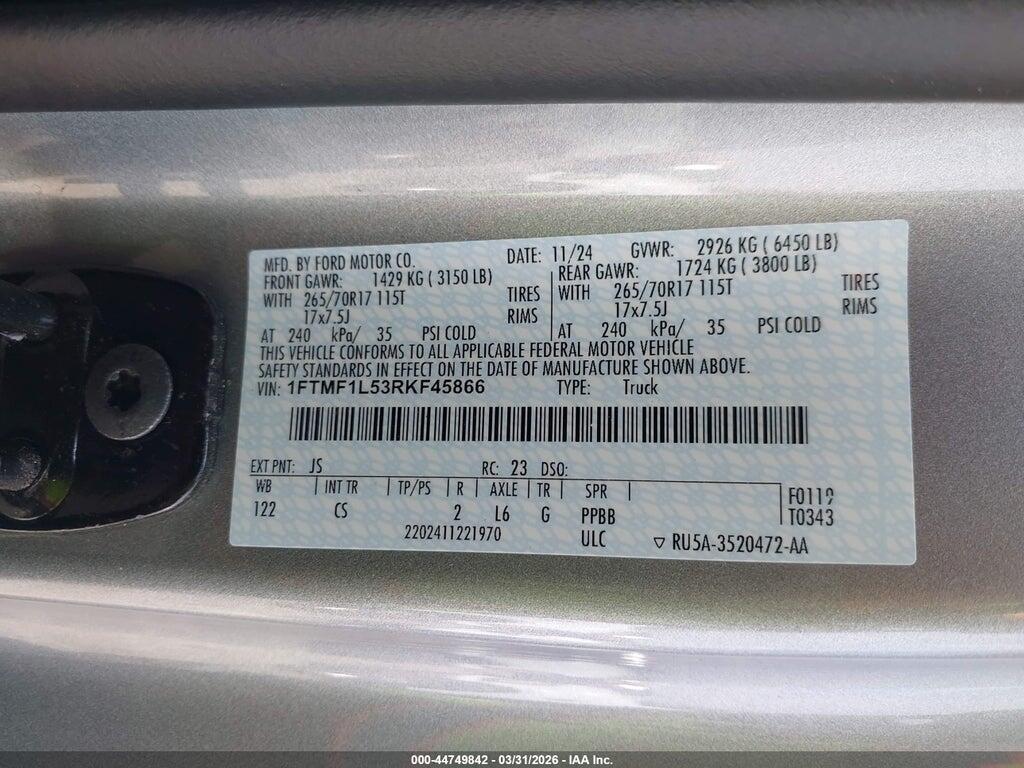 1FTMF1L53RKF45866 2024 FORD F-150 photo no. 9