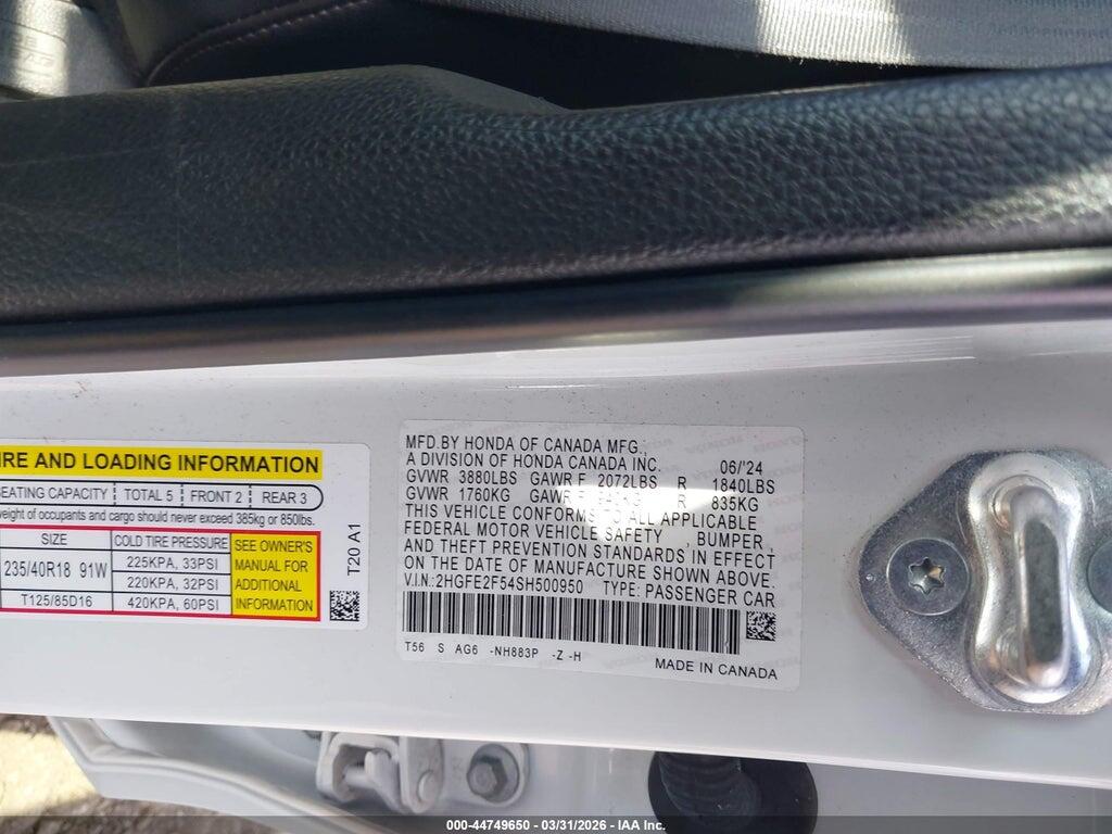 2HGFE2F54SH500950 2025 HONDA CIVIC photo no. 9