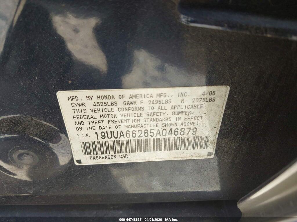 19UUA66265A046879 2005 ACURA TL photo no. 9