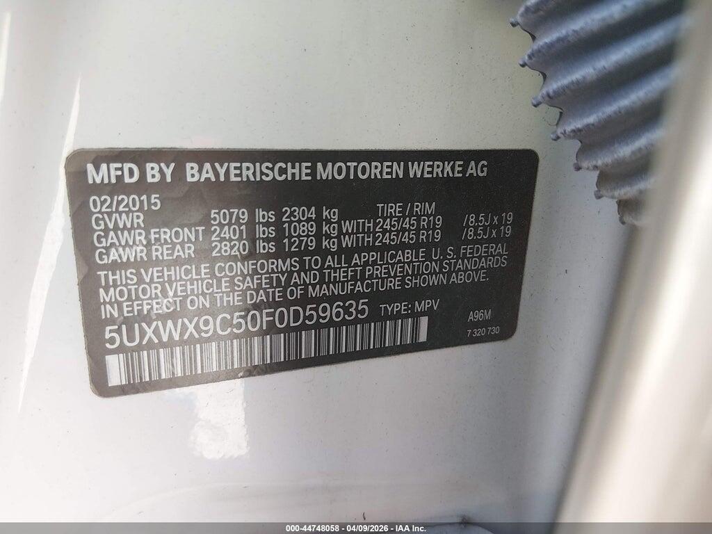 5UXWX9C50F0D59635 2015 BMW X3 photo no. 9