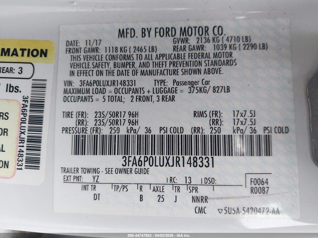 3FA6P0LUXJR148331 2018 FORD FUSION HYBRID photo no. 9