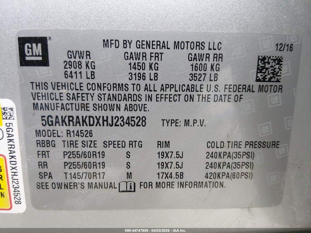 5GAKRAKDXHJ234528 2017 BUICK ENCLAVE photo no. 9