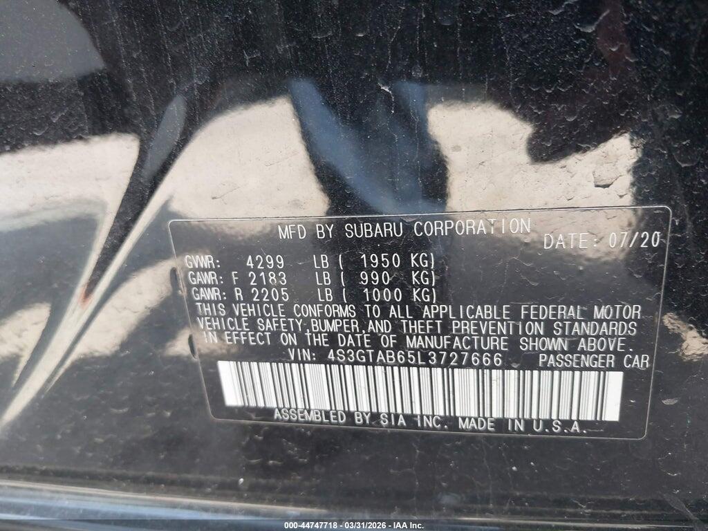 4S3GTAB65L3727666 2020 SUBARU IMPREZA photo no. 9