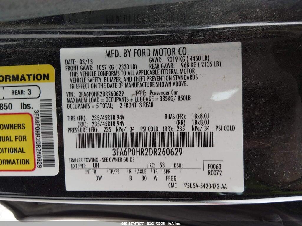 3FA6P0HR2DR260629 2013 FORD FUSION photo no. 9