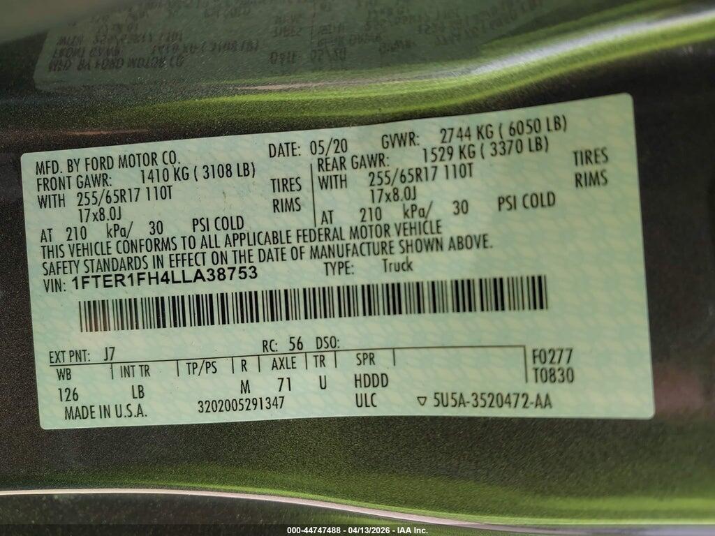 1FTER1FH4LLA38753 2020 FORD RANGER photo no. 9