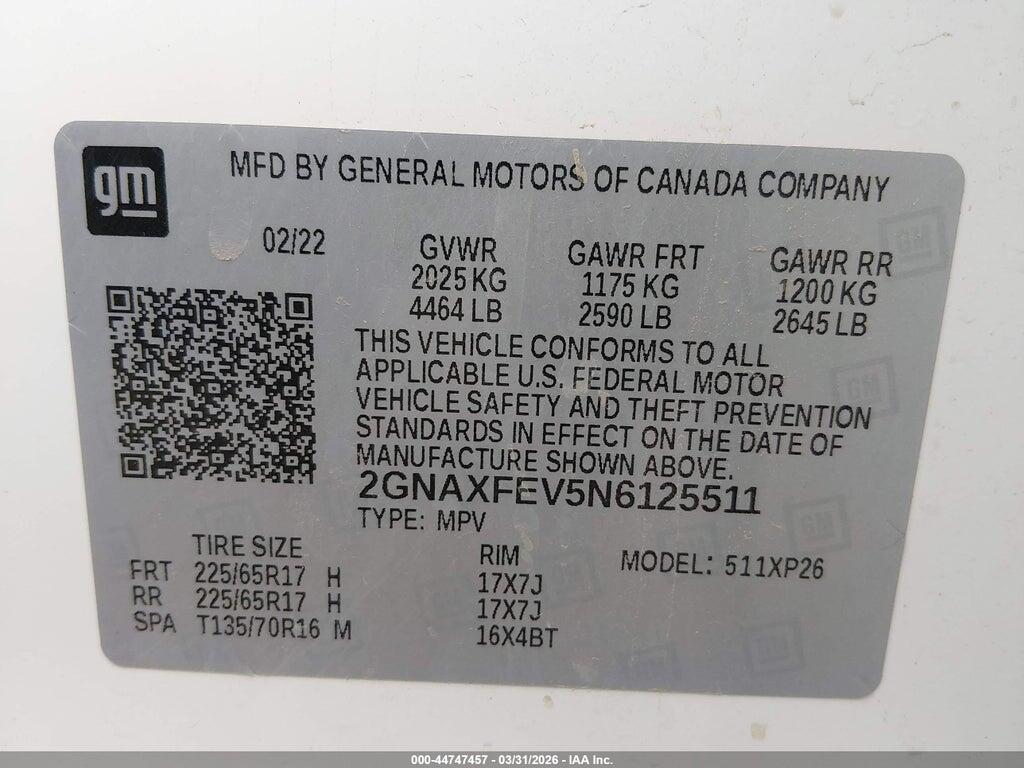 2GNAXFEV5N6125511 2022 CHEVROLET EQUINOX photo no. 9
