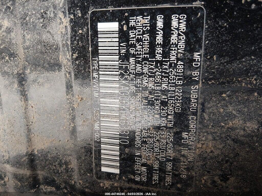 JF2SKAGC6KH463310 2019 SUBARU FORESTER photo no. 9