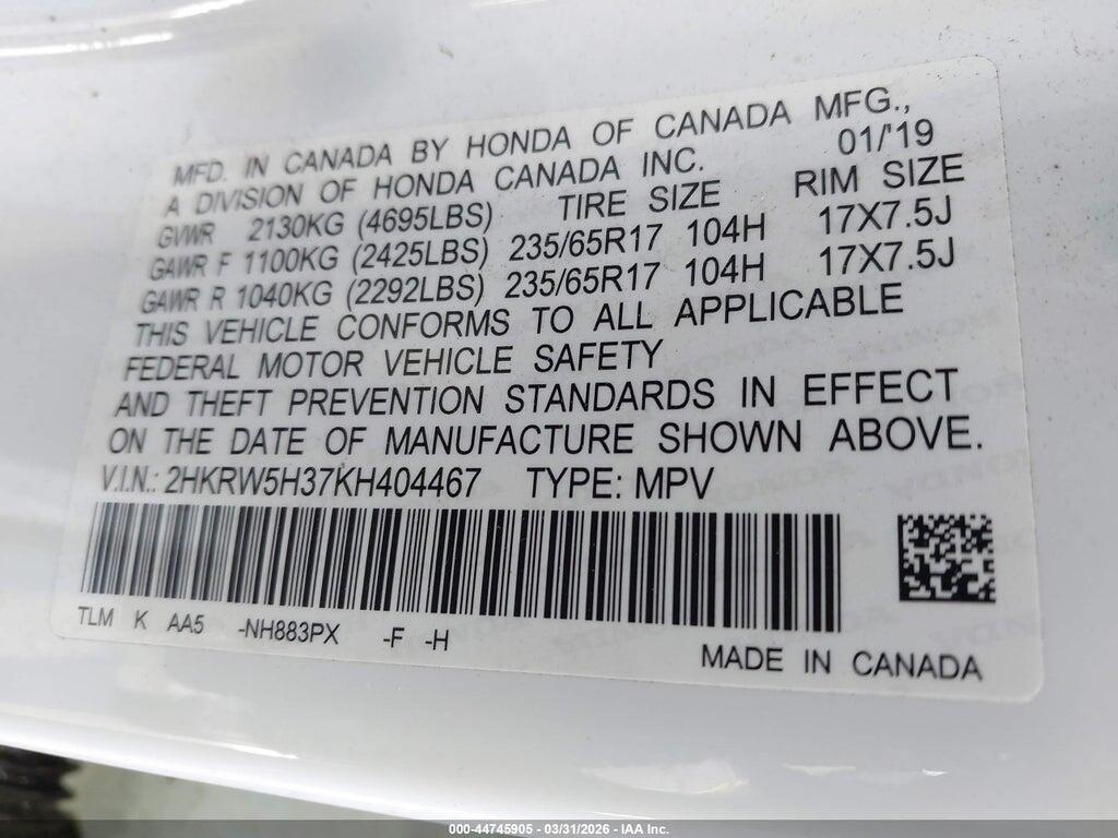 2HKRW5H37KH404467 2019 HONDA CR-V photo no. 9