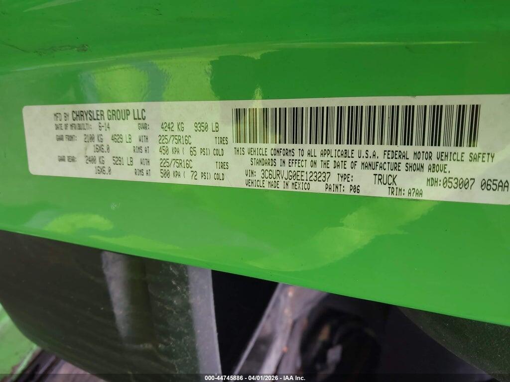 3C6URVJG0EE123237 2014 RAM PROMASTER 3500 photo no. 9