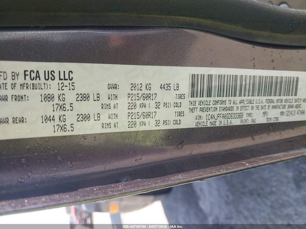 1C4NJPFA0GD633368 2016 JEEP PATRIOT photo no. 9