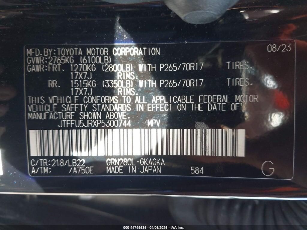 JTEFU5JRXP5300744 2023 TOYOTA 4RUNNER photo no. 9