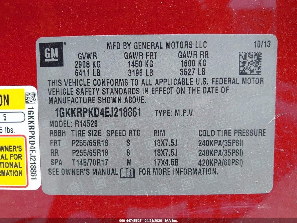 1GKKRPKD4EJ218861 2014 GMC ACADIA photo no. 9