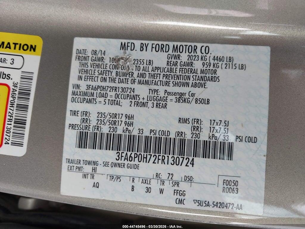 3FA6P0H72FR130724 2015 FORD FUSION photo no. 9