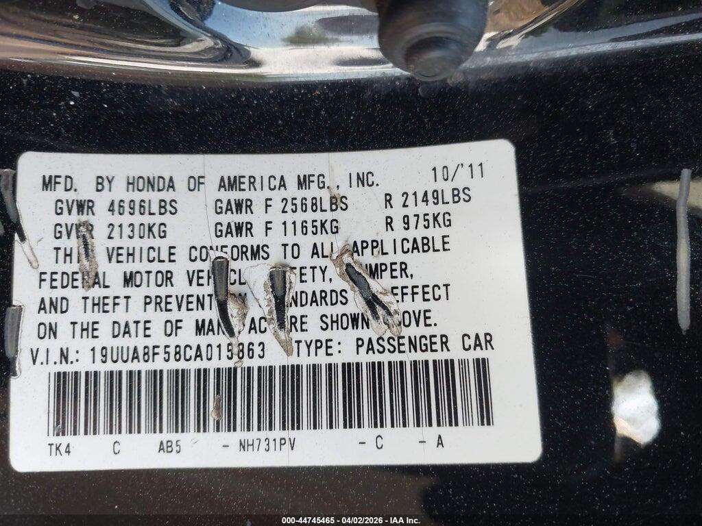 19UUA8F58CA015863 2012 ACURA TL photo no. 9