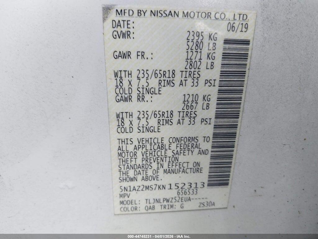 5N1AZ2MS7KN152313 2019 NISSAN MURANO photo no. 9