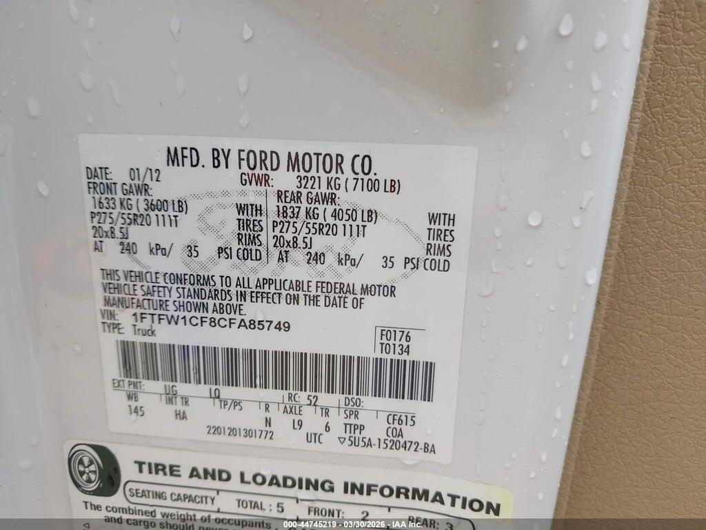 1FTFW1CF8CFA85749 2012 FORD F-150 photo no. 9