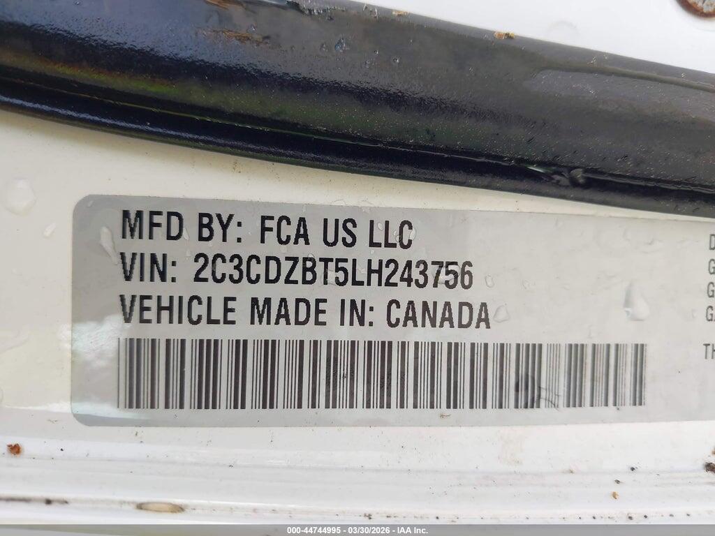 2C3CDZBT5LH243756 2020 DODGE CHALLENGER photo no. 9