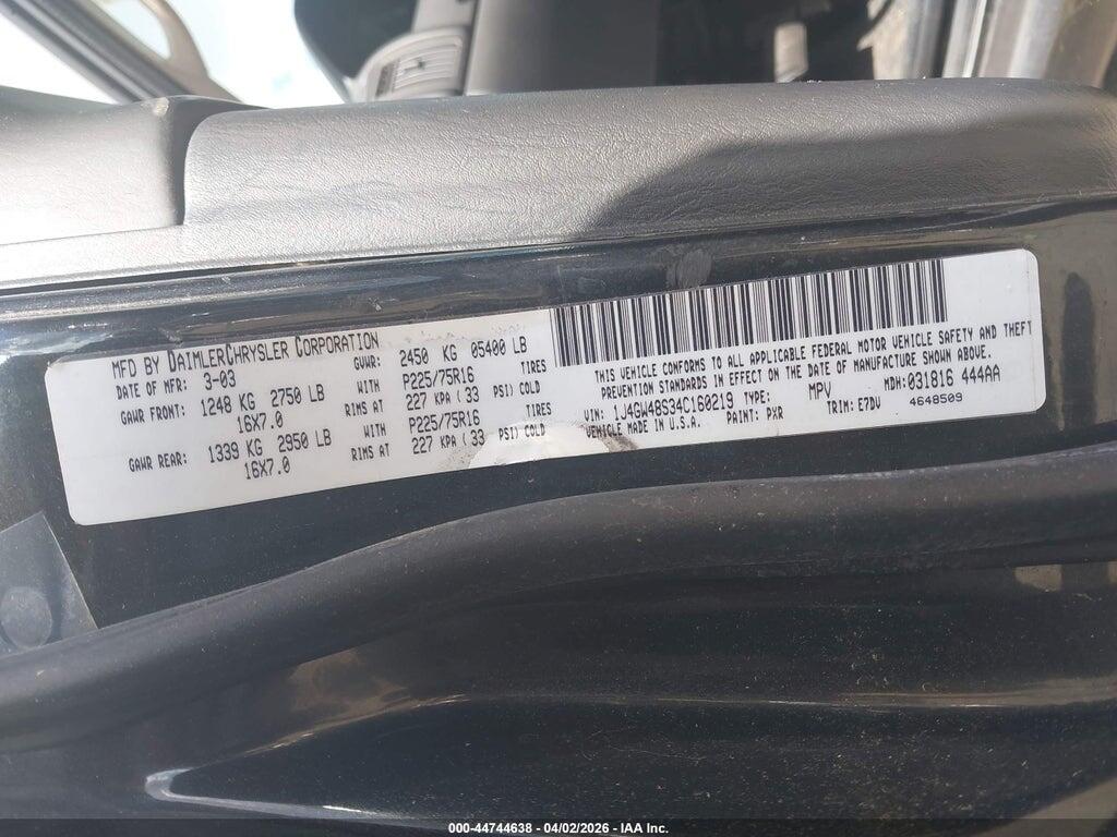 1J4GW48S34C160219 2004 JEEP GRAND CHEROKEE photo no. 9