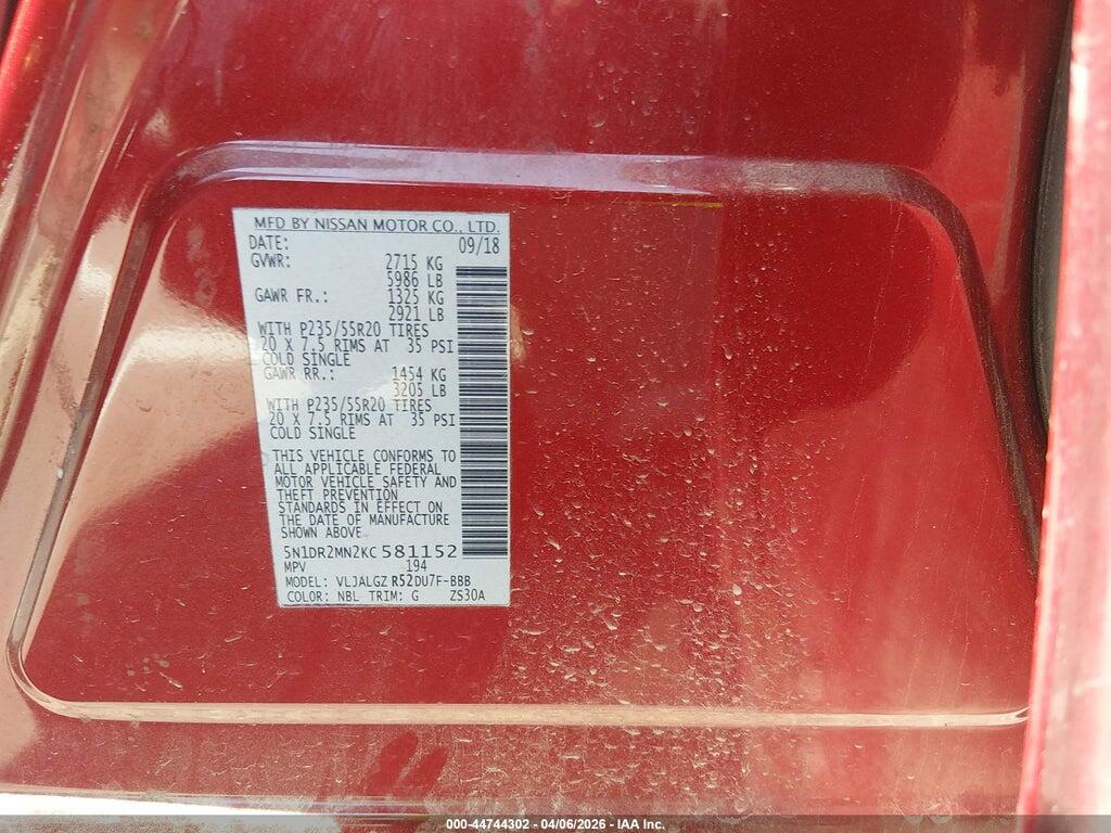 5N1DR2MN2KC581152 2019 NISSAN PATHFINDER photo no. 9