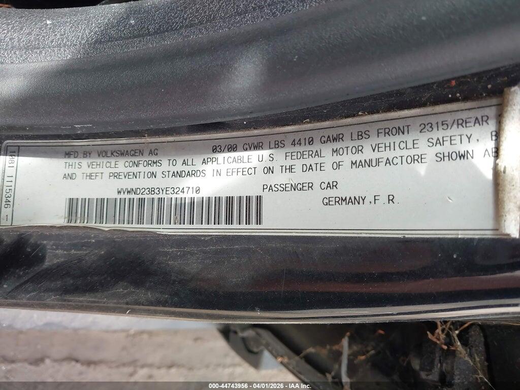 WVWND23B3YE324710 2000 VOLKSWAGEN PASSAT photo no. 9