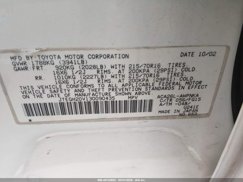 JTEGH20V130090435 2003 TOYOTA RAV4 photo no. 9