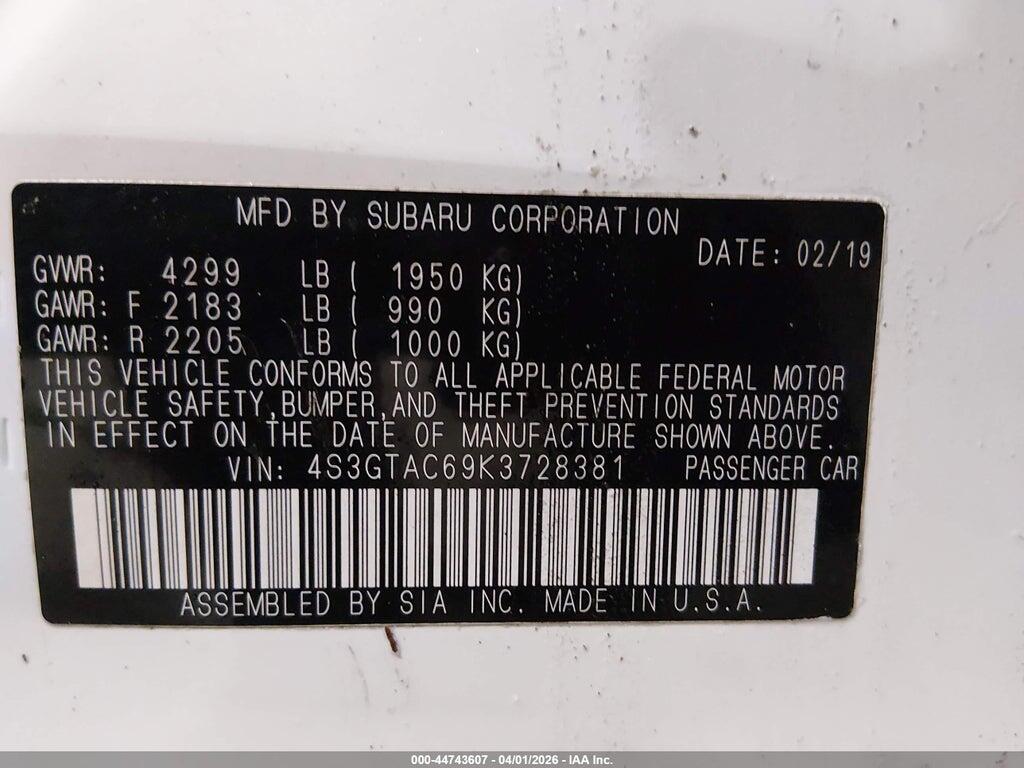 4S3GTAC69K3728381 2019 SUBARU IMPREZA photo no. 9