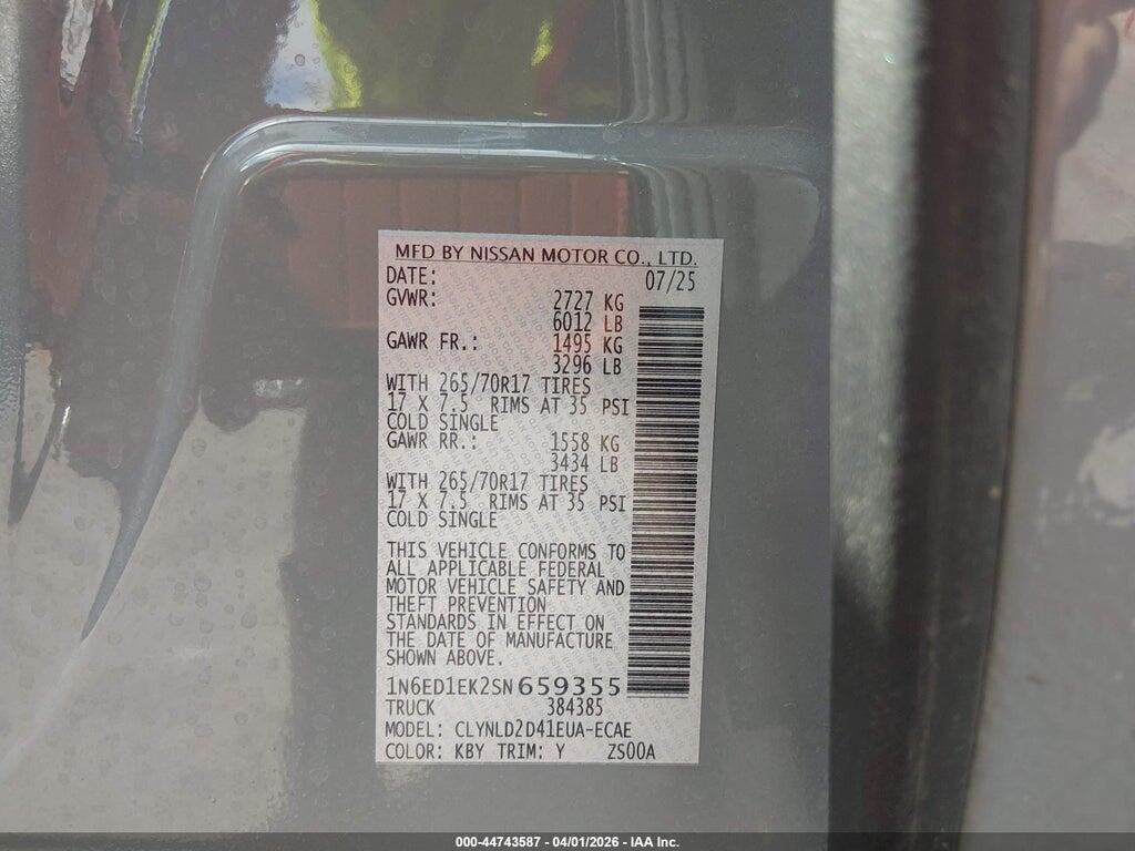 1N6ED1EK2SN659355 2025 NISSAN FRONTIER photo no. 9