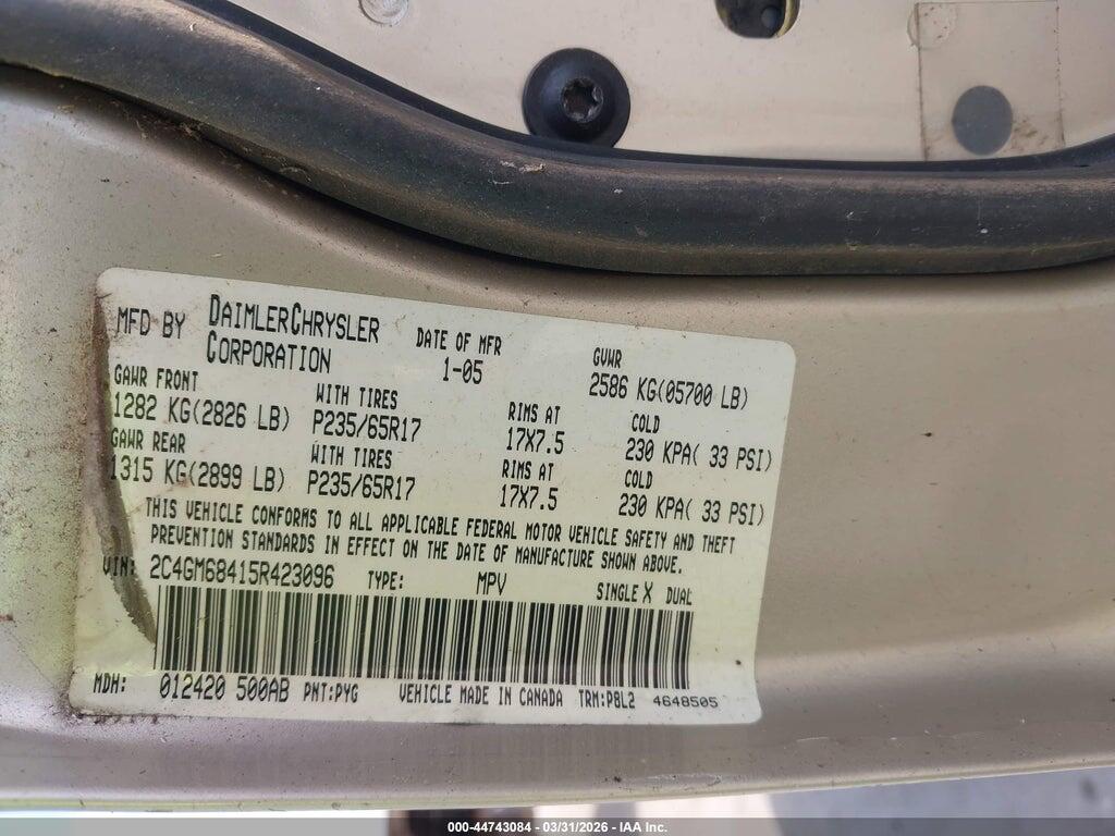 2C4GM68415R423096 2005 CHRYSLER PACIFICA photo no. 9