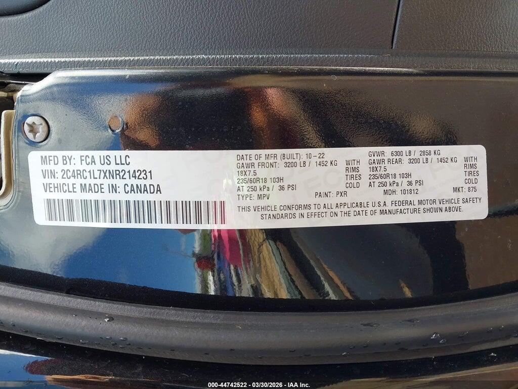 2C4RC1L7XNR214231 2022 CHRYSLER PACIFICA HYBRID photo no. 9