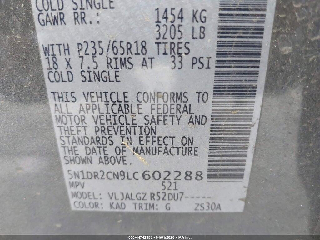 5N1DR2CN9LC602288 2020 NISSAN PATHFINDER photo no. 9